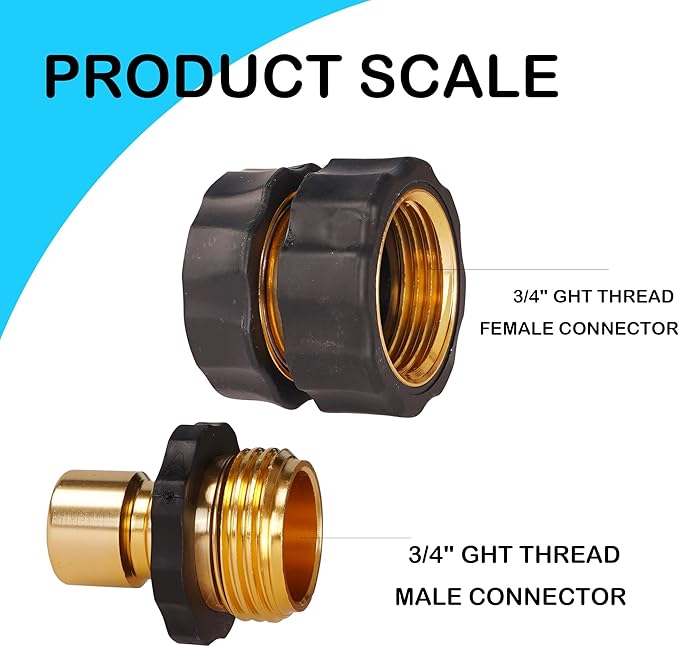 Hourleey Garden Hose Quick Connector, 3/4 Inch Male and Female Garden Hose Fitting Quick Connector, 3 Female + 6 Male