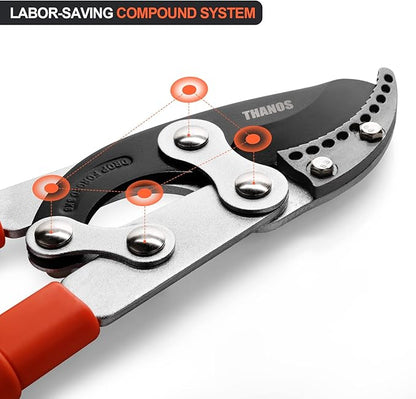 THANOS B1102 Extendable Anvil Loppers Tree Trimmer with Compound Action,Chops Thick Branch Ease,27-41''Telescopic Heavy Duty Branch Cutter,2 inch Clean Cut Capacity