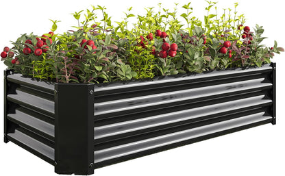 Galvanized Raised Garden Bed for Vegetables,Planter Raised Garden Boxes Outdoor,Metal Raised Garden Beds Steel Kit for Vegetables Flower Herb Patio Black Rectangle