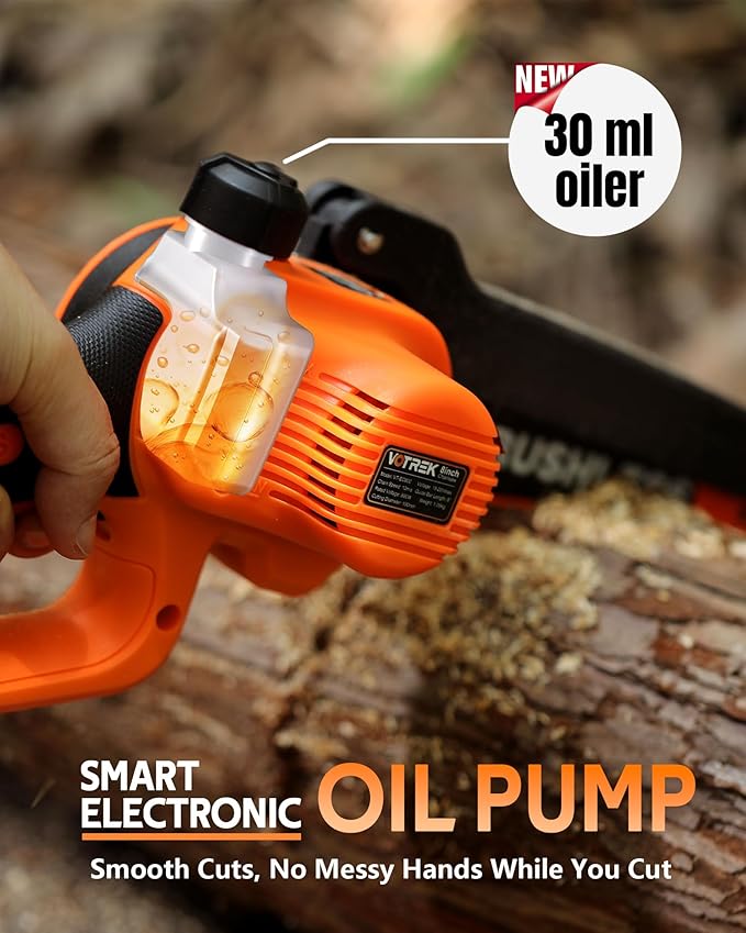 [2-in-1] 8" & 6" Chainsaw Cordless with 2x3.0AH Batteries - Powerful Brushless Electric Mini Chain Saw Set (4 Chains& 2 Bars), Christmas Gardening Tools Gifts for Husband Dad Mom Father Men