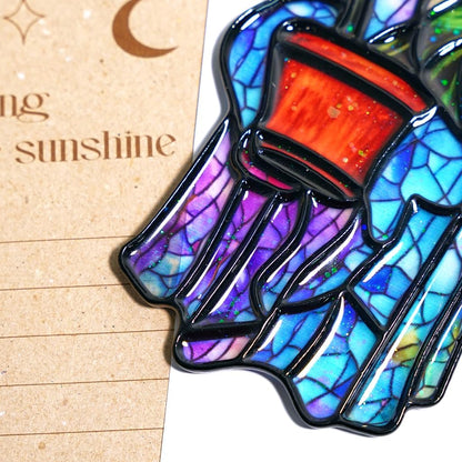 Ghost Monstera Handmade Artisan Resin Sun Catcher Stained Glass Effect Christmas Window Hanging Ornament Garden Decor