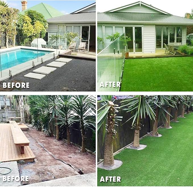 Natural Artificial Grass Turf 6 FT x 31 FT, Heyroll Customized Sizes Thick Faux Grass, 1.38" Indoor Outdoor Garden Rug Landscape Carpet Lawn Synthetic Fake Grass Mat