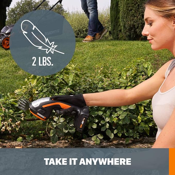 WORX WG801.9 20V 2 in 1 Cordless Hedge Trimmer, 4" Grass Shear & 8" Shrub Trimmer with 2 Blades, Battery & Charger Not Included