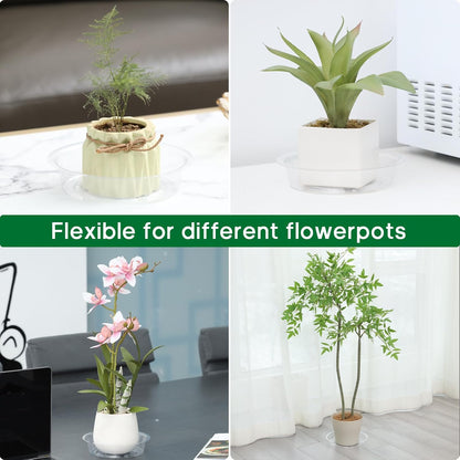 JERIA 6 Inch 20 Pack Clear Plant Saucers,Plastic Flower Pot Trays,Round Durable Plant Drip Trays for Indoor and Outdoor
