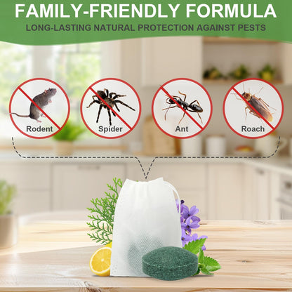 Mouse Rodent Repellent, 24pcs Peppermint Lemon Oil Mice Repellent for Squirrel Rats Spider Pests, Natural Mouse Traps for Indoor Outdoor Use, Keep Rodents Away from Garden and Home, Family & Pet Safe