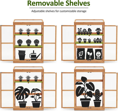 MCombo Wooden Cold Frame Greenhouse, Raised Flower Planter Shelf Protection for Outdoor Indoor Use, 0760 (Orange)