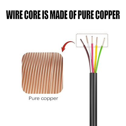 18/5 Sprinkler Wire, 150 ft, 6.3 mm, Black, PVC, Pure Copper, UV Resistant, Easy Install, Suitable for Solid Sprinkler Systems