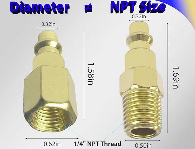 1/4" Air Hose Fittings Kit, 45 Pieces Quick Connect Air Compressor Fittings, Iron Plated Brass Air Tool Fittings, 300 PSI