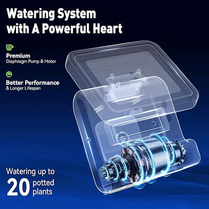 RAINPOINT Smart WiFi Solar Automatic Plant Watering System for House Potted Plants, Up to 20 Plants Expert Dripline Layouts Vacation Self Watering Drip Irrigation Pump Device Kit Indoor/Outdoor Garden