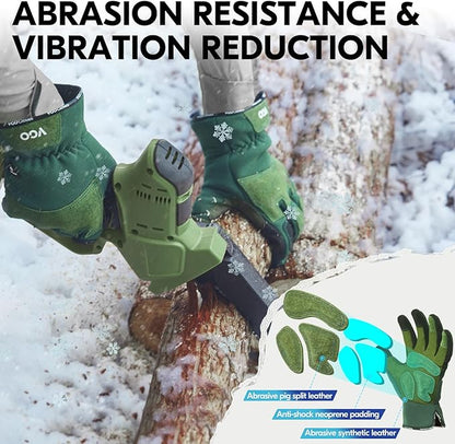 Vgo... Winter Gardening Gloves Women,Safety Work Gloves, Puncture-proof,Thornproof,Touchscreen(1 Pair,L,Green,SL7471FLWP)
