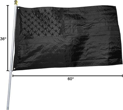 Black American Flag 3x5 ft: Heavy Duty US Flag Made from Nylon - Embroidered Stars - Sewn Stripes - UV Protection Perfect for Outdoors! (Not Include Pole)