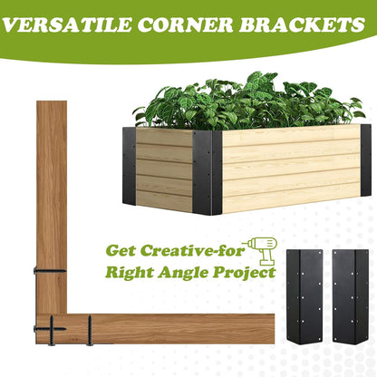 10 Packs Raised Beds Corner Brackets 11 in Metal L Brackets for with Screws Black Angle Corner Bracket Connectors 11" x 3" x 3" for Wood Flower Box Angle Brace Black
