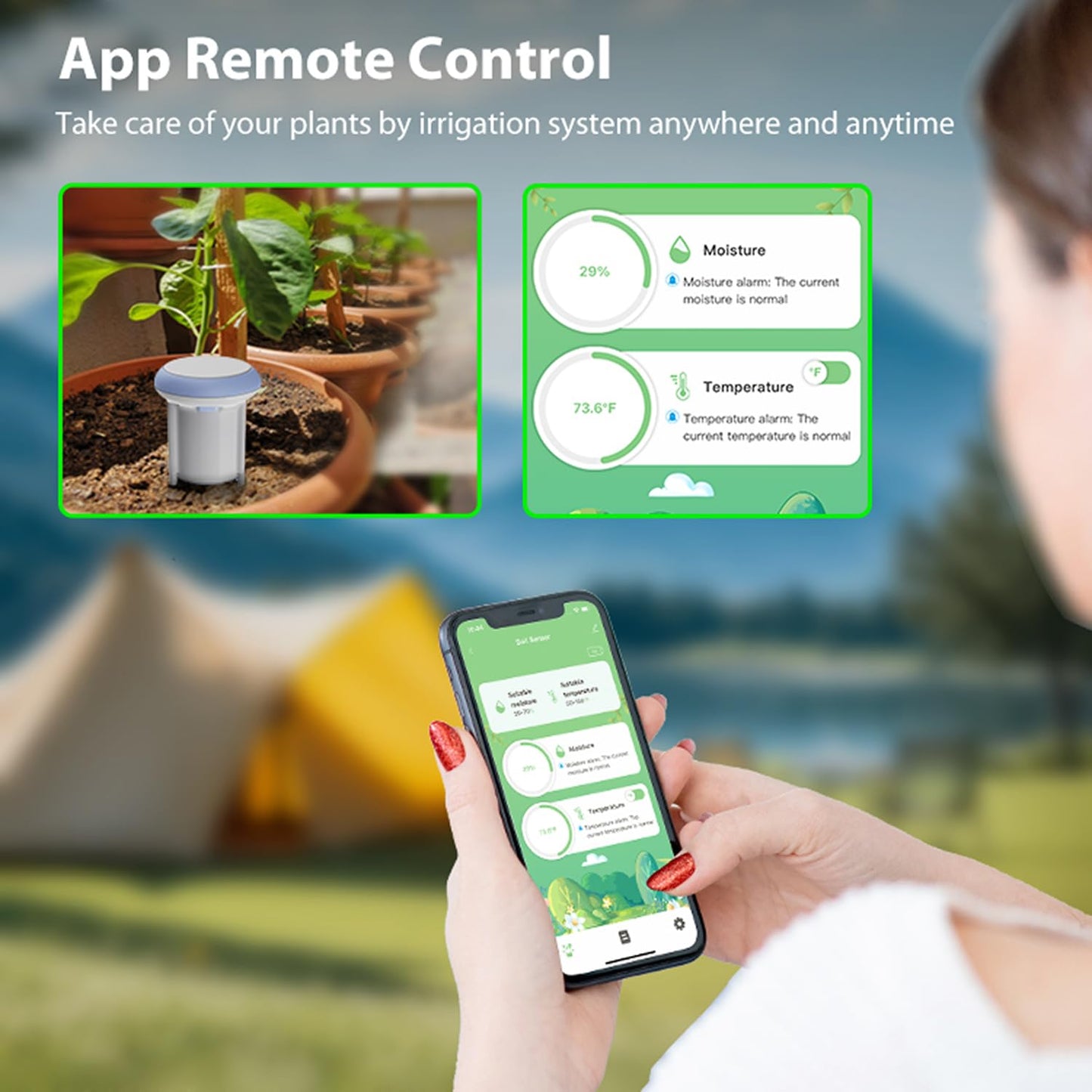 Smart WiFi Soil Moisture & Temperature Sensor - Hub-Free Soil Meters for Lawn, Garden, Greenhouse, Real-Time App Alerts IP65 Waterproof | Compatible with Smart Life/Tuya App | Gardening Gift
