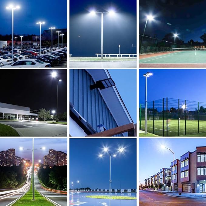 ledmo 300W LED Parking Lot Lights with Adjustable Arm Mount Dusk-to-Dawn Photocell Sensor Outdoor Commercial Area Lighting 36000LM 5000K IP65 LED Street Flood Security Light for Shop|Yard|Roadways