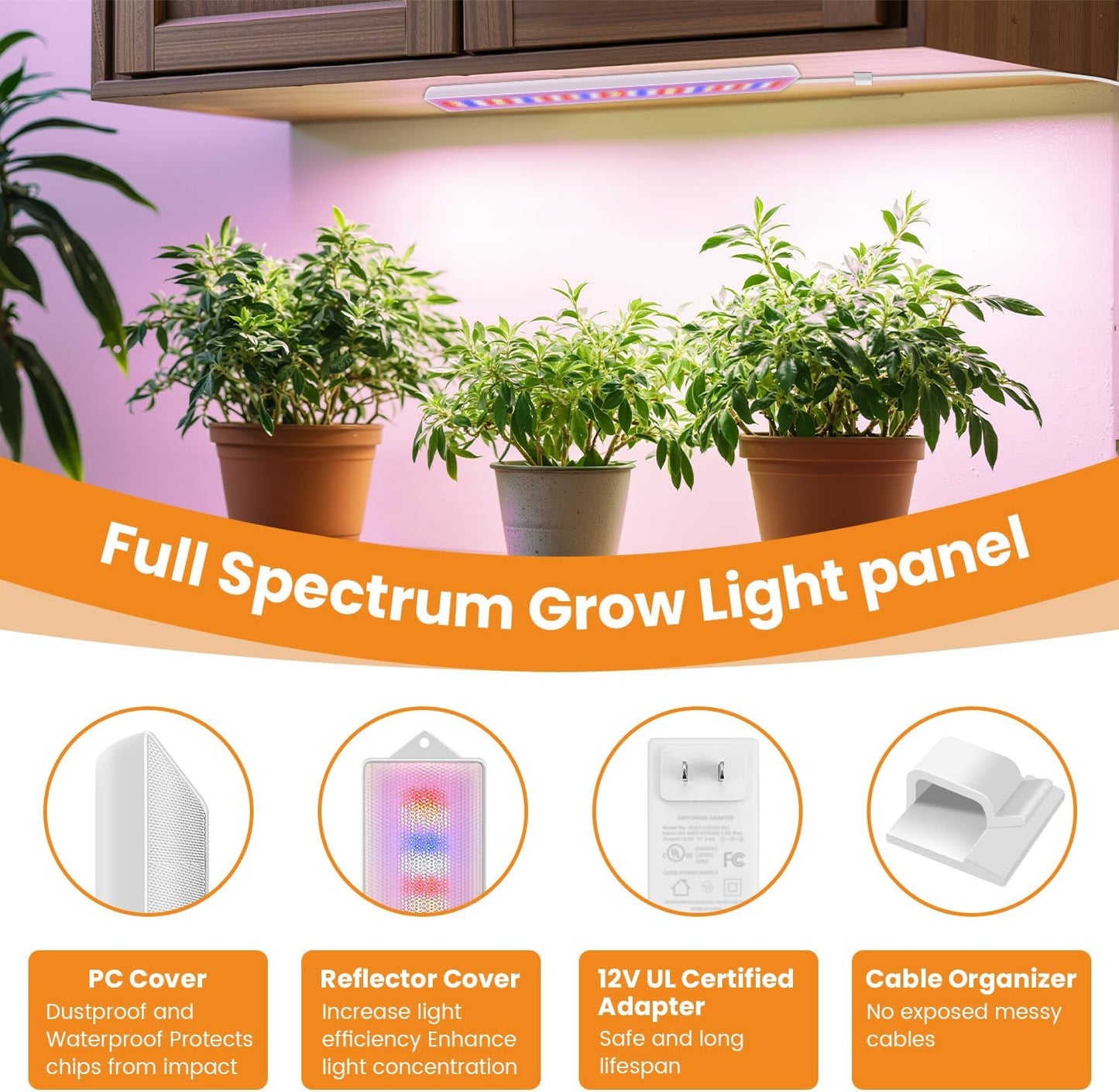 Grow Light Strips for Indoor Plants, 420 LEDs 6000k Full Spectrum LED Plant Light, 40W LED Plant Grow Light Strip with Upgrade 4/8/12/16H Auto Timer, 3 Light Modes & 5 Dimming Levels,4 Pack
