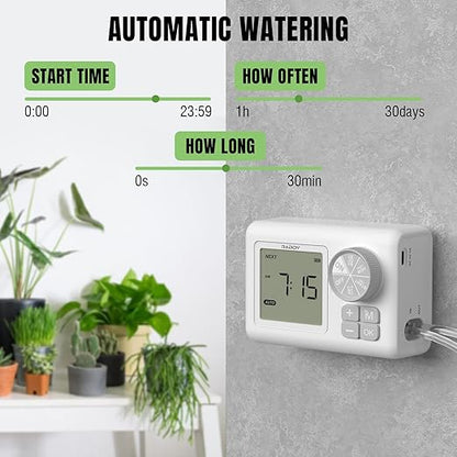 Raddy WS-6 Automatic Plant Waterer, Indoor Plant Watering System for 15 Potted Plants, Programmable Water Timer with LCD Display, USB Power, Water Shortage Alarm for Balcony Greenhouse