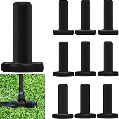 10 Pack 1/4" End Plugs for Drip Irrigation Tee Connectors, Quick Connect Universal Drip Irrigation Tubing Coupling Valve, Connector Locking Fitting for Sprinkler or Drip Irrigation System
