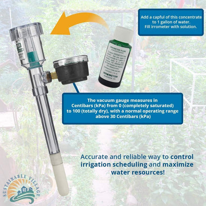 Sustainable Village Irrometer Low Tension Model LT 6 Inch with Service Unit Kit | Measure Soil Water Tension | Great for Measuring Soil Moisture in Soil, Peat, Bark, Sand, Perlite and Vermiculite