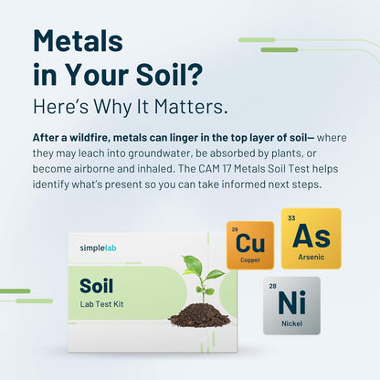 Heavy Metals in Soil Test by SimpleLab | Includes 9 compounds, Including Lead, Arsenic, and Copper, and Analysis by a Certified Laboratory | at Home Soil Lab Test | Collect Sample at Home