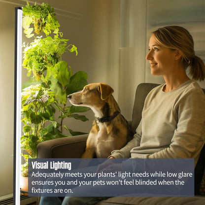 GLOWRIUM Grow Lights for Indoor Plants, 30W Vertical Plant Grow Lights with Auto-Timer, Full Spectrum LED Standing Plant Grow Light, 3 Light Modes, 6-Level Dimmable (45in)