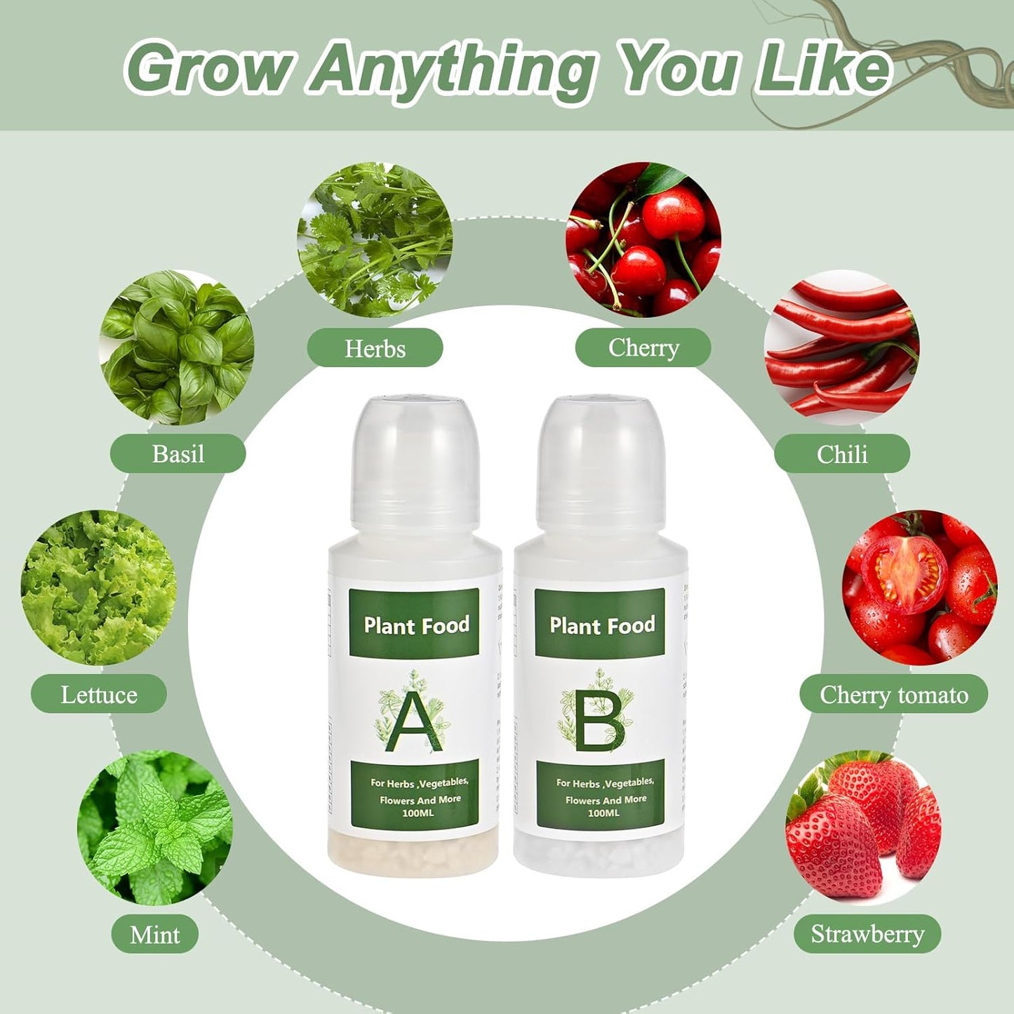 800ml Hydroponic Nutrients A&B for Aerogarden Plant Food Growth - Fertilizer for Indoor Hydroponics Garden & Growing Vegetables, Fruits, Flowers (800ml)