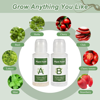 800ml Hydroponic Nutrients A&B for Aerogarden Plant Food Growth - Fertilizer for Indoor Hydroponics Garden & Growing Vegetables, Fruits, Flowers (800ml)