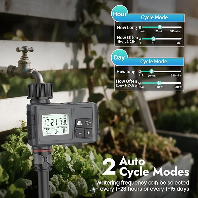 Insoma Water Timer, 1 Zone Outdoor Hose Timer for Garden Faucet with Auto/Manual/Rain Delay Mode, Sprinkler Irrigation Timers for Yard Lawn