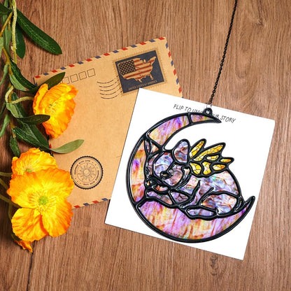 Moon Handmade Artisan Resin Sun Catcher Stained Glass Effect Christmas Window Hanging Ornament Garden Decor