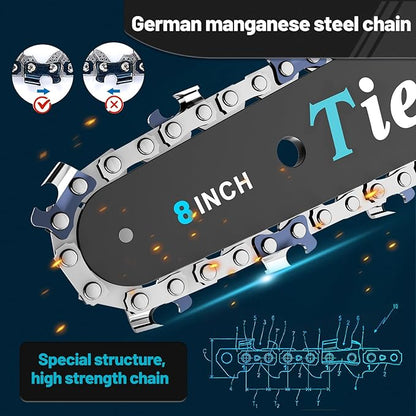 Tietoc Mini Chainsaw 8 inch Cordless with 2x 4000mAh Batteries, Battery Powerd Chain saw with Oiler, Lightweight Handheld Saw for Household & Garden, Gifts for Men, Dad, Husband, Gardener and DIYer