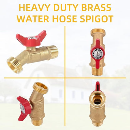 12 Pack Hose Bibb Brass Ball Valve, 1/2" Male NPT Inlet x 3/4" Male GHT Threaded Garden Hose Outlet Connector, 1/4-Turn Sillcock Water Spigot Hose Bibb Valve (1/2" x 3/4")