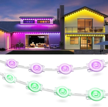 Fussion 200ft Permanent Outdoor Lights for House, 2025 Smart RGB LED Outside Lights with APP Remote Control, IP67 Waterproof Eternity Eaves Lighting for Christmas, Halloween, Holiday, Party, Daily