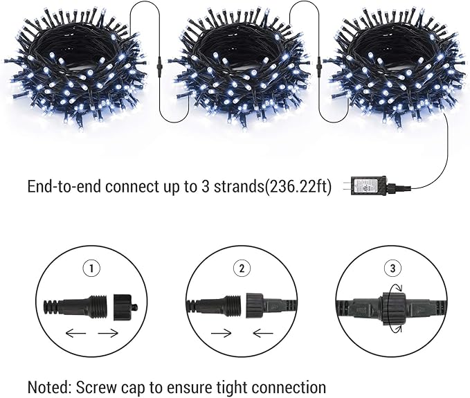 Brizled White Christmas Lights, 78.74ft 240 LED Mini String Lights Connectable, Plugin Christmas String Lights Outdoor, 8 Modes Christmas Tree Lights Waterproof for Indoor Outside Xmas Garden Decor