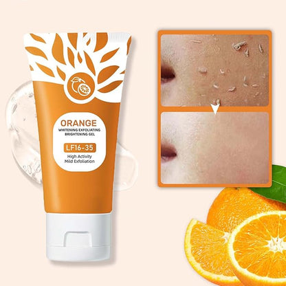 Orange Exfoliating Gel with Natural Enzymes - Gentle Face & Body Scrub for Daily Use, Deep Cleansing Peel Gel for Smooth Skin, Vegan Clarifying Exfoliator for All Skin Types (1Pc, 50g)