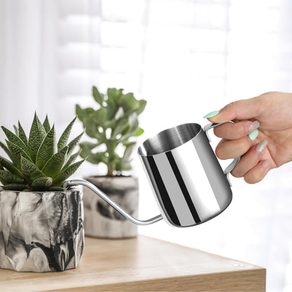 Small Watering Can for Indoor Plants - 12 oz Mini Indoor Watering Can with Long Spout Gooseneck Rust-Proof Stainless Steel Tiny Watering Kettle for Small House Plants