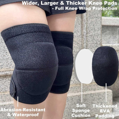 Gardening Knee pads for Men, Women Knee Pad for Kneeling Work, Flooring Kneepads with Soft Thick Foam Cushion for Construction, Cleaning, Roofing Knee Protector with Adjustable Strap, Black L (1 Pair)