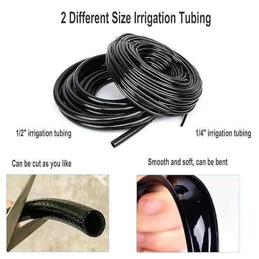 Drip Irrigation System for Garden, 230 ft Garden Watering System Drip Irrigation Kit, with 1/4" & 1/2" Tubing and 20pcs Sprinklers for Lawn Yard Flower Green Houses Plants