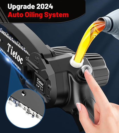 Tietoc Mini Chainsaw 6 Inch Cordless, Portable Electric Chain Saw Small Handheld Battery Powered Super Saws, Gifts for Men Women, Birthday Gift for Dad Fathers Husband Him Her Mom Mothers Grandparent