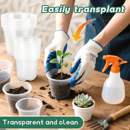 Augshy 36 Pack 6/5/4 Inch Clear Plastic Nursery Pots with Drainage Holes for Plants Seed Starting Pot Indoor Outdoor Garden
