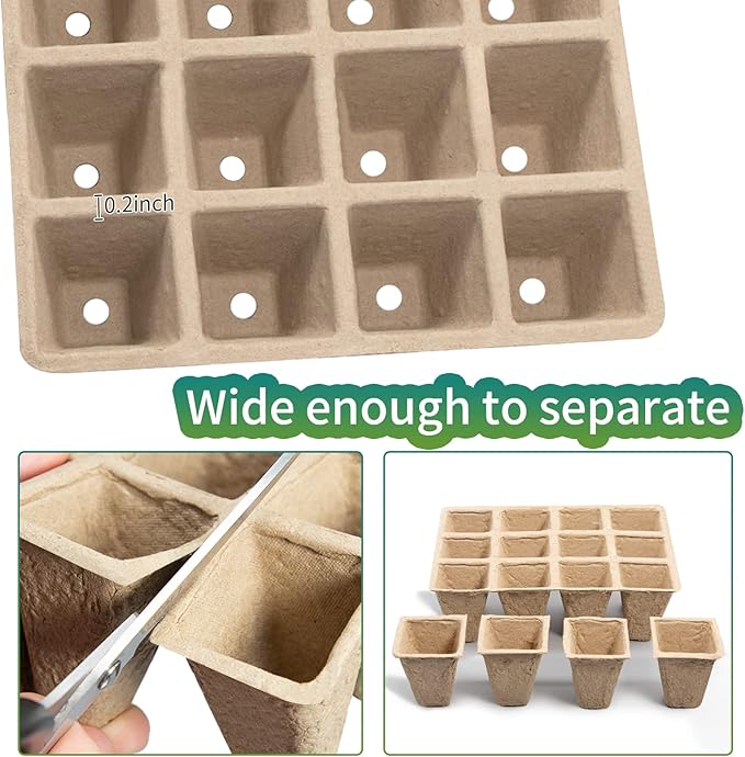 640Cells Seedling Start Trays,40 Pack Peat Pots Seedling Pots Biodegradable,Seedling Starter Kit,Organic Germination Plant Starter Trays