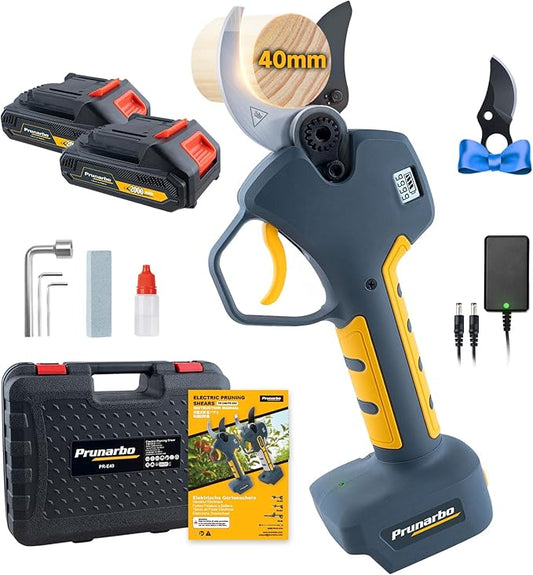 Electric Pruning Shears Cordless 40mm 1.6'' Cutting Diameter 2×2Ah Batteries, Compatible with Makita 18V Battery Powered Pruner Electric Secateurs Branch Cutter Professional for Tree Trimming