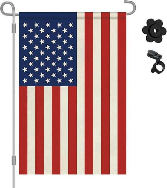 HOOSUN 12" x 18" American Flags Garden Flag,Small American Flags for Outside Patriotic Decorations,Double Sided Patriotic USA Yard Flag Veterans Day Decorations for Garden,Yard,Lawn(No Flagpole)