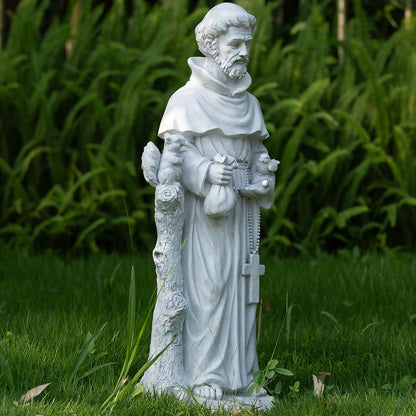 St Francis Garden Statues, Saint Francis of Assisi Catholic Christian Yard Decor Lawn Garden Patio, Outdoor Sculptures Art Decorations, Grey