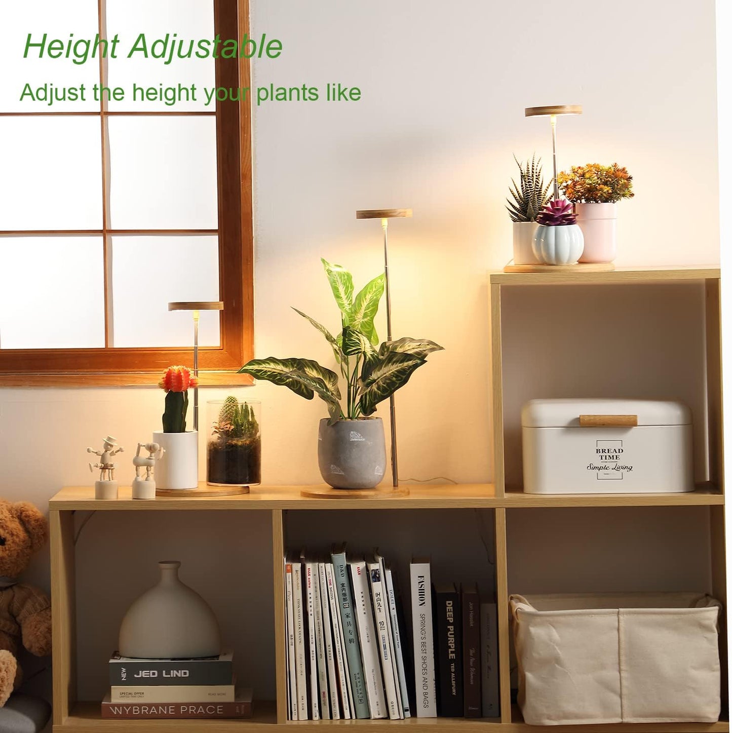 Plant Grow Light for Indoor Plant,Bamboo Mini LED Grow Light Garden,Height Adjustable,Automatic Timer with 8/12/16 Hours