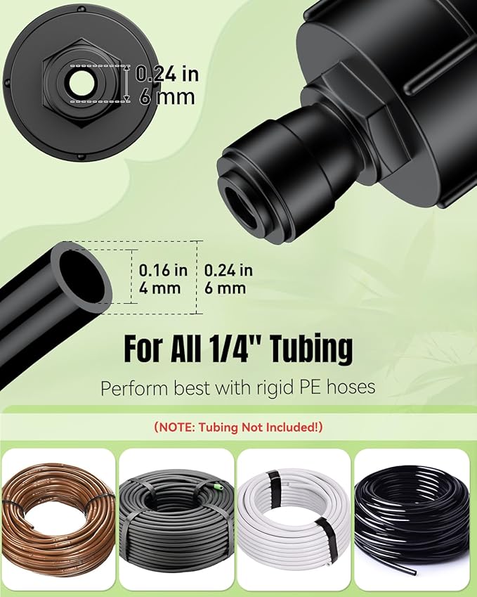 Pawfly 10 Pcs 3/4" to 1/4" Drip Irrigation Faucet Adapters, Quick Connect 3/4" FHT Faucet to 1/4" Tubing Connectors, Push-to-Fit Garden Hose Adapters, Anti-Leak Drip Irrigation Hose Connectors