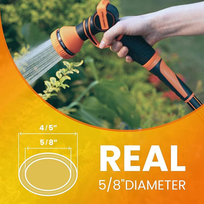 Giraffe Tools Garden Hose 25ft x 5/8", Water Hose Heavy Duty, Flexible, Lightweight Hybrid Hose with Swivel Handle, Male to Female Fittings, Burst 600 PSI