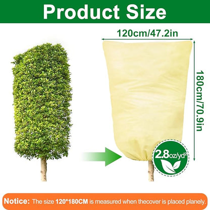 2 Packs Plant Covers for Winter 120x180cm, Shrub Covers for Winter, Plant Cover Freeze Protection, Cold Frost Protection Cover with Zipper Drawstring(80gsm)