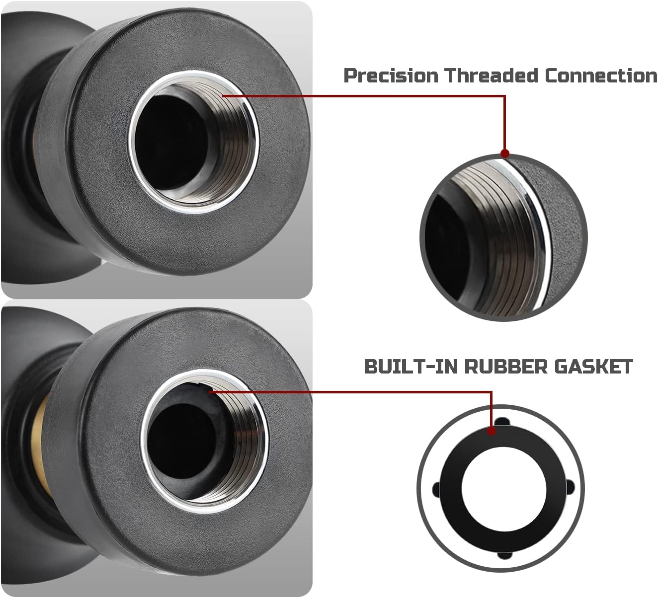 Hose Nozzle, Lichamp Heavy Duty Brass Fireman Style High Power Leak Proof Adjustable Garden Water Sprayer, Suitable for Car Wash, Patio Cleaning, Watering Lawn and Garden, Shower Pets (Black)