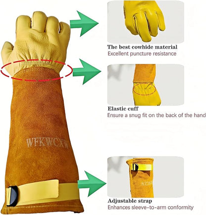 Gardening Gloves for Women/Men,Rose Pruning Long Leather Garden Gloves Thorn Proof