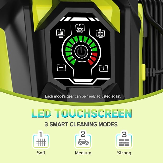 Pressure Washer Power Washers with Touch Screen, 5000PSIIMAX, High Pressure Cleaning Machine with 4 Quick Connect Nozzles and Foam Cannon for Cars Driveways Patios Fences