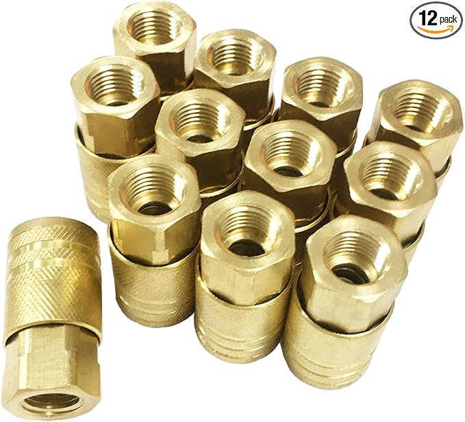 Air Hose Fittings 1/4" Female Brass Air Coupler Kit,12 Pieces Quick Connect Air Compressor Accessories 300 Psi